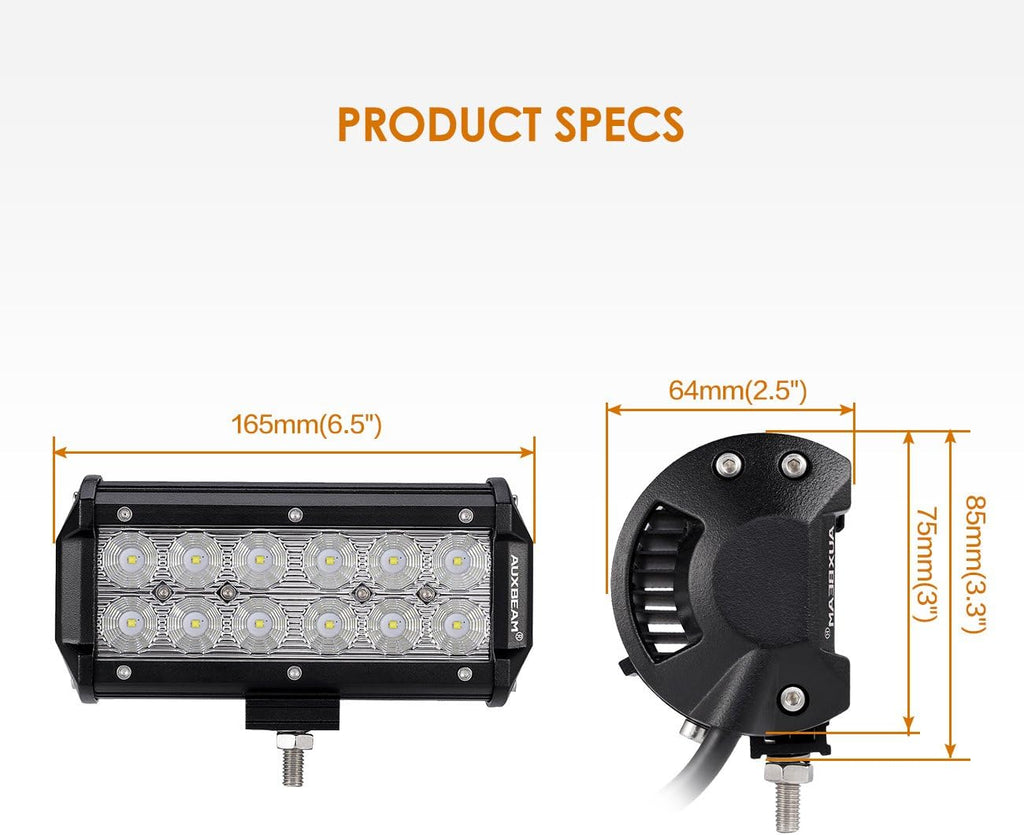 LED Light Bar 7Inch 36W Flood LED Work Lights Waterproof (2 PCS) O850