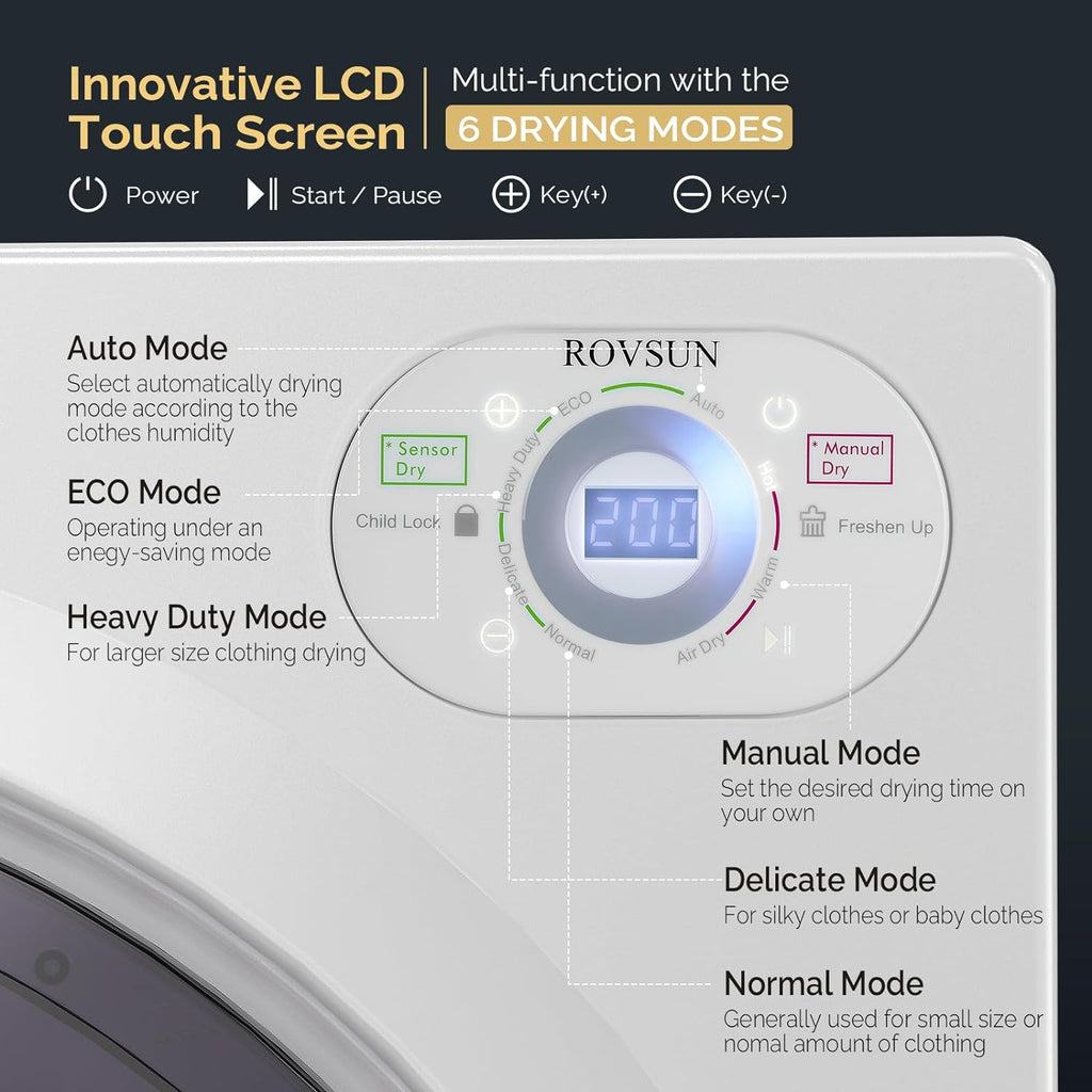 Compact Front Load Laundry Dryer with LCD Control Panel X99996
