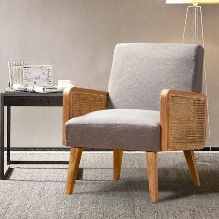 Pewter Cane Accent Arm Chair I421