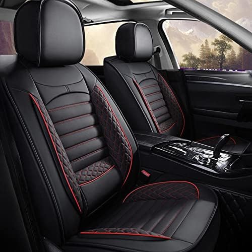 Black Faux Leather Car Seat Covers Full Set 5 Seats Waterproof N9414