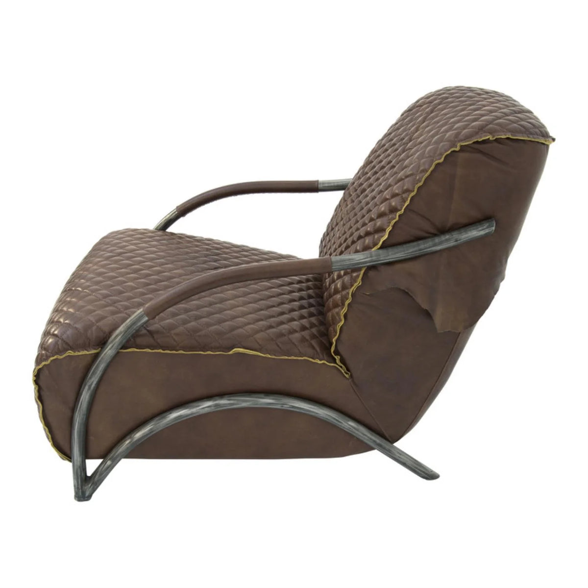 Brown Tufted Leather Accent Chair D5508