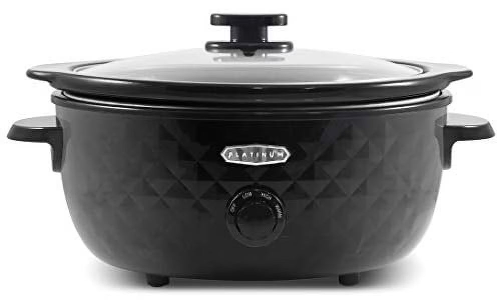6 Quart Charcoal Black Slow Cooker with Stoneware Pot T2035