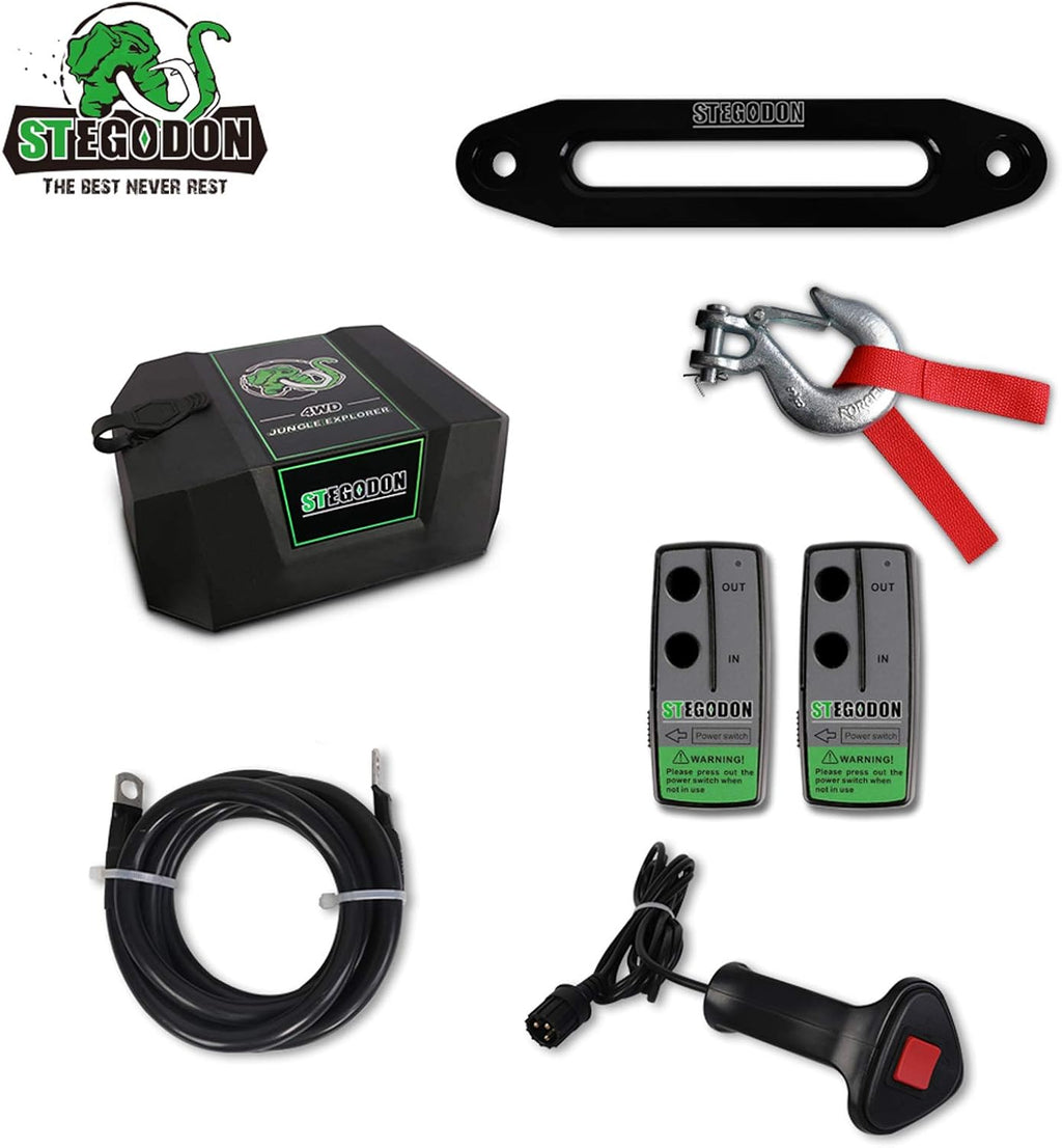 13000 lb. Load Capacity 12V Synthetic Rope Electric Winch with Hawse Fairlead E971