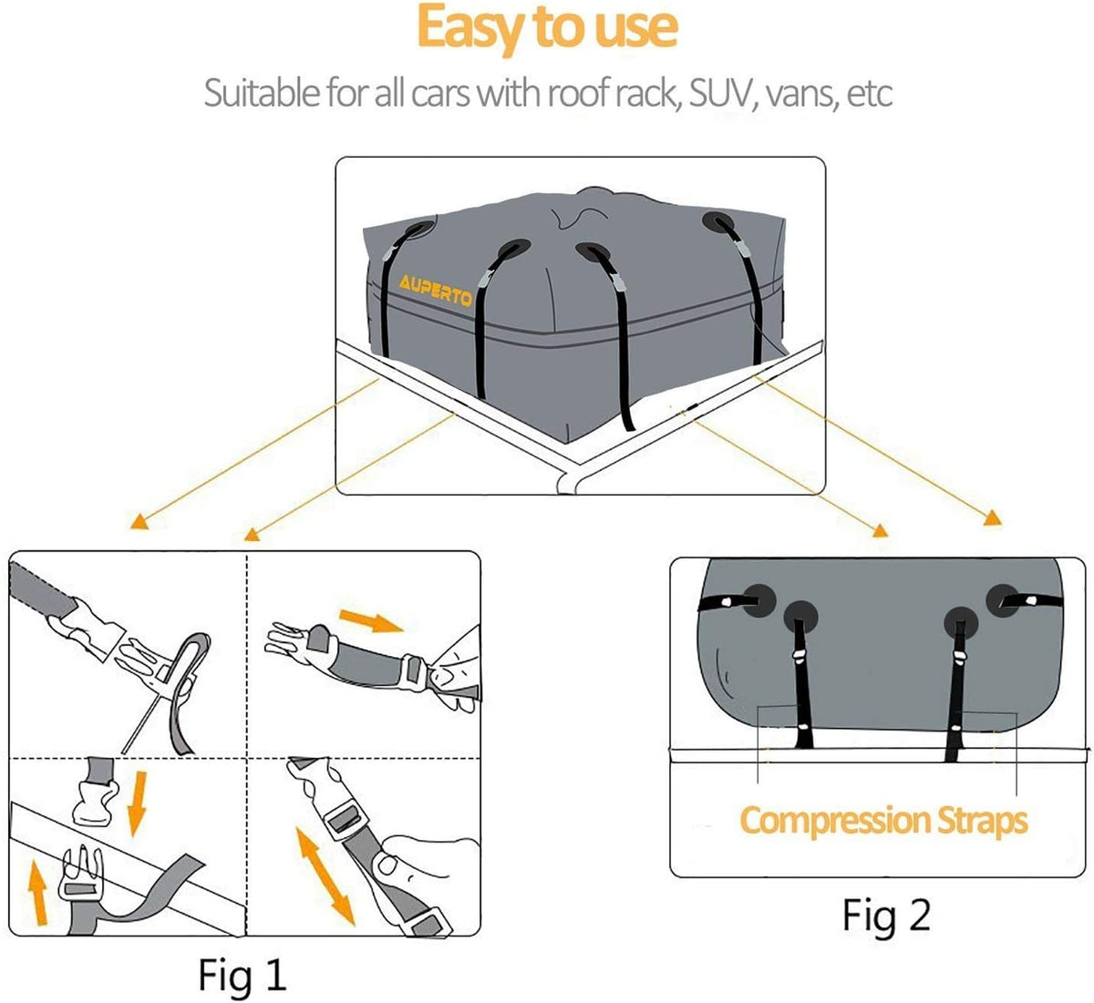 100% Waterproof 15 Cubic ft Roof Cargo Bag Q928517