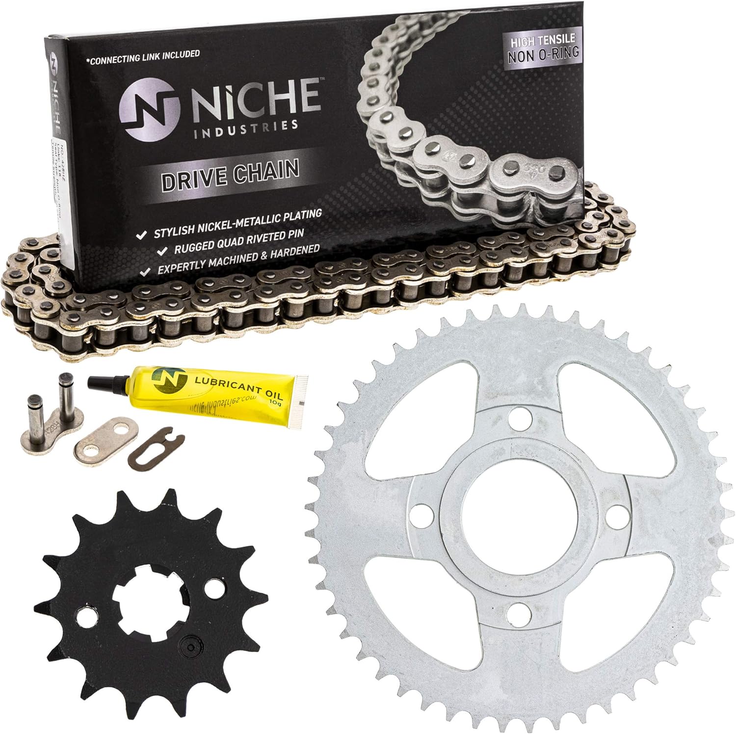 Drive Sprocket Chain Combo Front 14 Rear 49 Tooth 428HZ Standard 120 Links Pack of 2 S953838