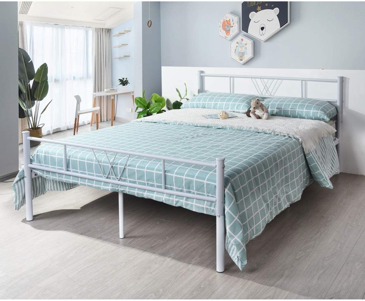 Black Metal Twin Size Bed Frame with Headboard and Footboard K9534