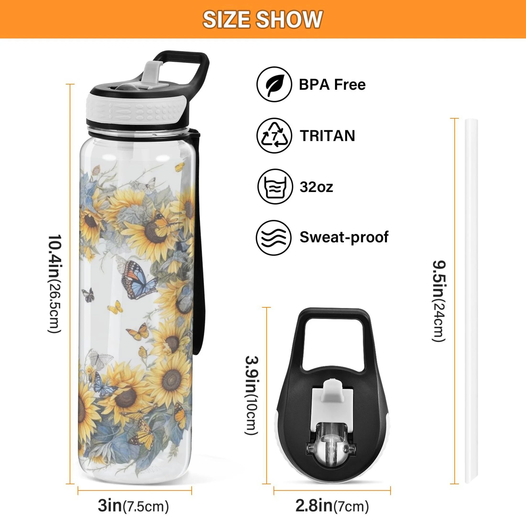 32oz Tritan Clear Water Bottle with Straw U181956