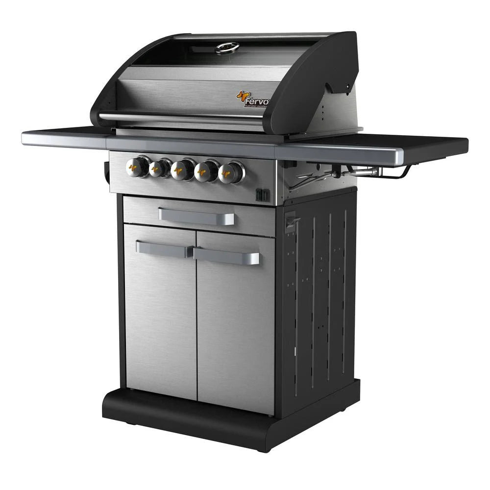 3-Burner Propane Gas Grill in Stainless Steel with Cabinet Trolley and Wok Burner G7503