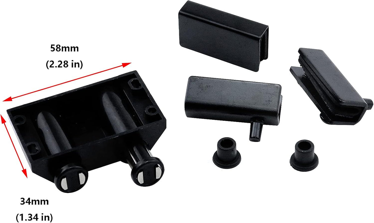 Stainless Steel Glass Door Pivot Hinge Double Head Magnetic Catch Closures ABS Black with Clamp Set for 5-6mm Glass Door S88231