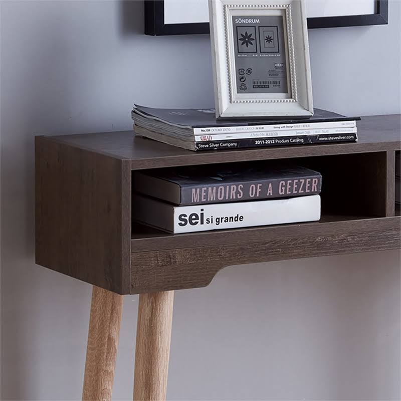Modern Wood Console Table in Weathered Walnut A416