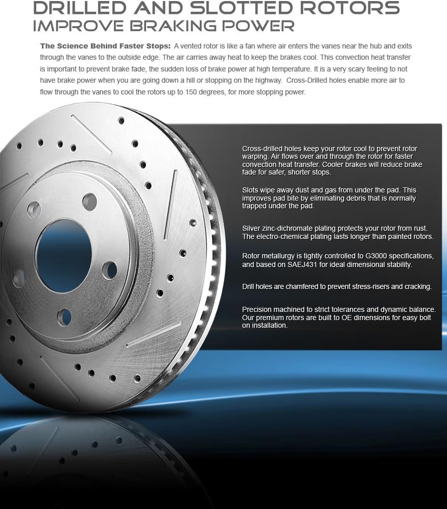 FRONT 299mm Drilled/Slotted 6 Lug Rotors X760145