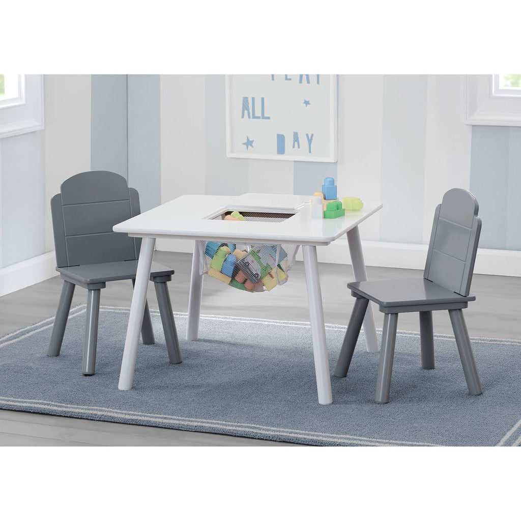 Grey Table and Chair Set with Storage F455