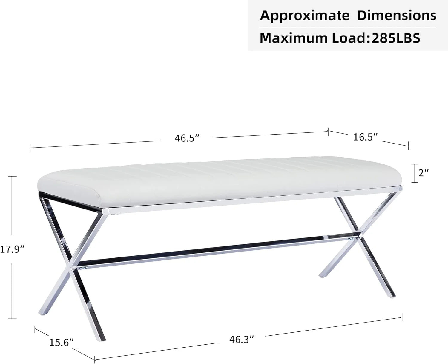 Faux Leather Upholstered Bench with Metal X Legs Q5762