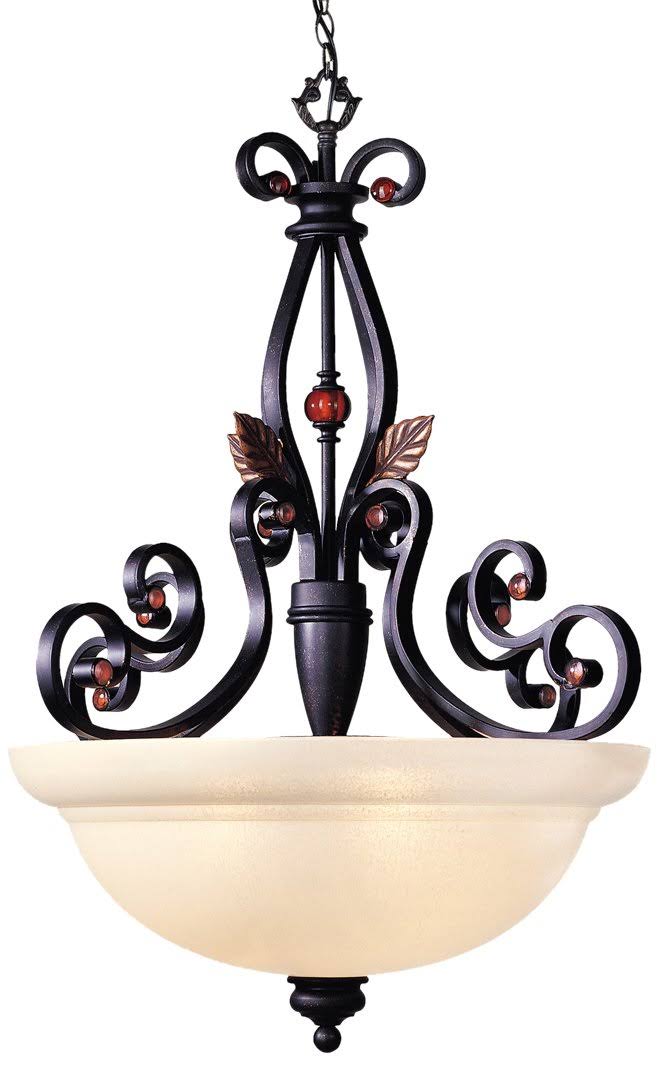 Copper Bronze Chandelier with Aged Gold Leaves Z3413