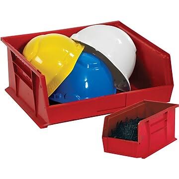 10 3/4 x 8 1/4 x 7 Red Plastic Stack & Hang Bin Boxes O7603