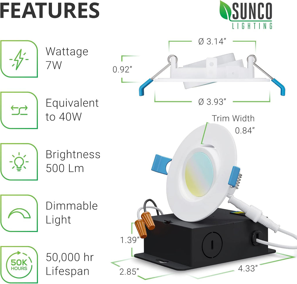 6 Pack 3 Inch Adjustable Color CCT Recessed LED Light N2878