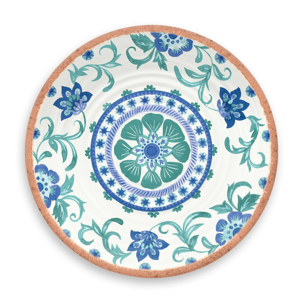 Turquoise Floral Salad Plate, Set of 6 G3623