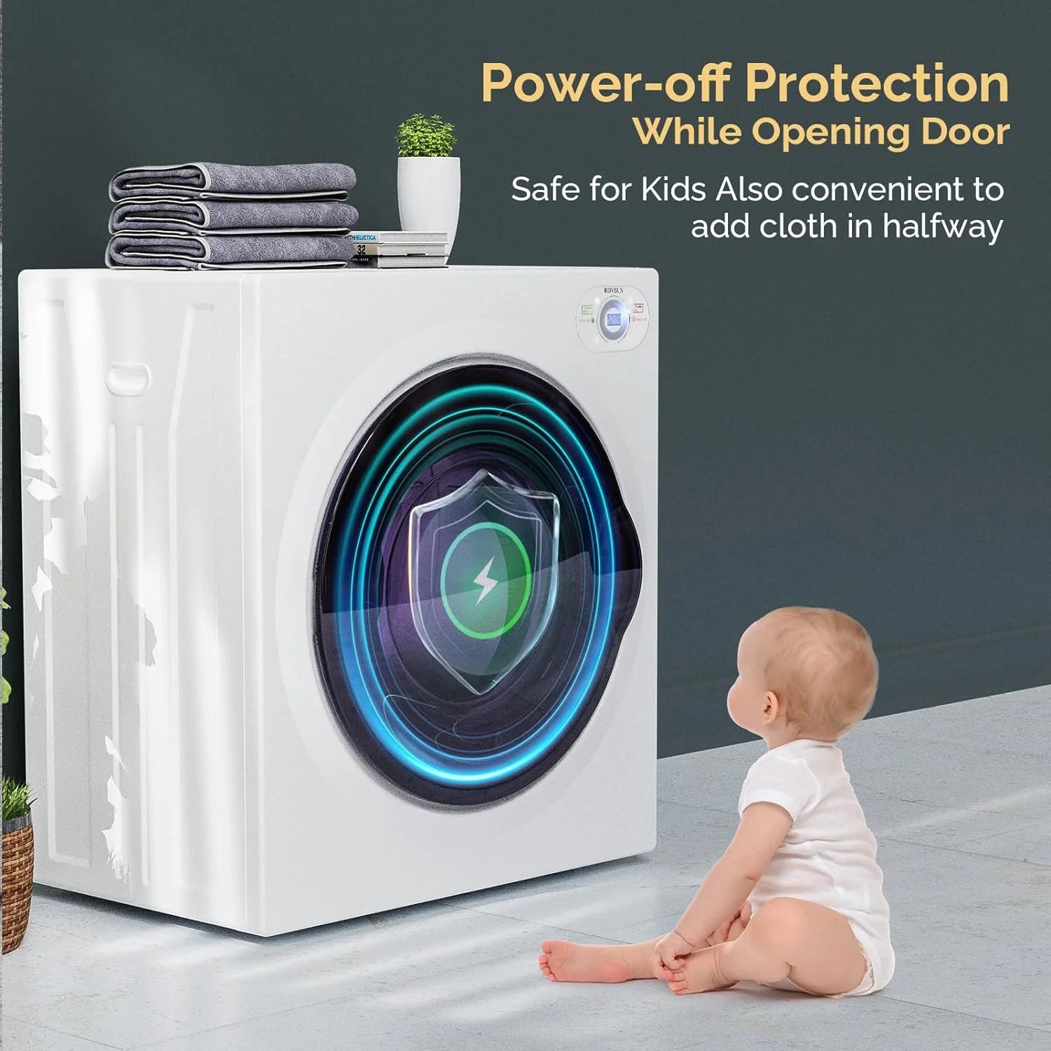 Compact Front Load Laundry Dryer with LCD Control Panel X99996