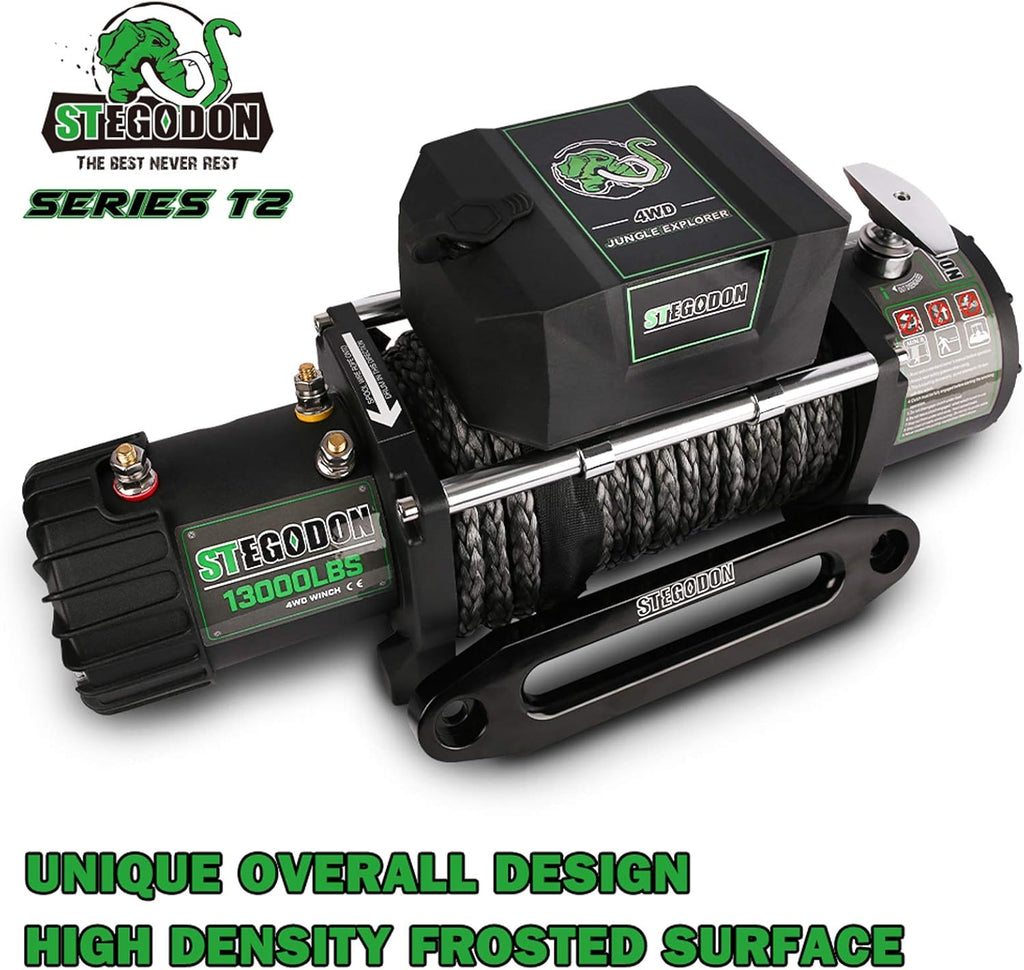 13000 lb. Load Capacity 12V Synthetic Rope Electric Winch with Hawse Fairlead E971