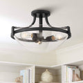 Black 3-Light Semi Flush Mount Ceiling Light J755