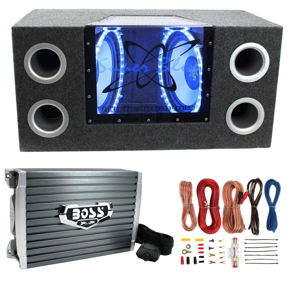 12x22 1200W Car Audio Subwoofer with Box and 1500W Mono Amp with Amp Kit W489810