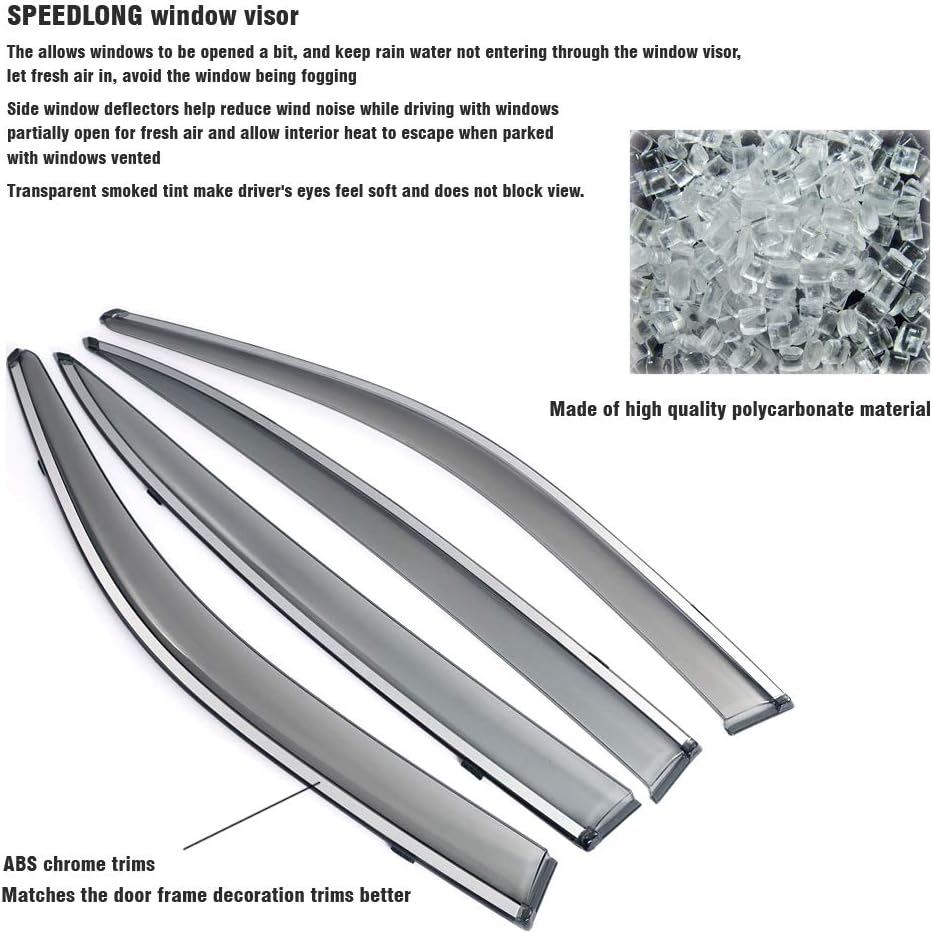 Car Window Visor Vent Shade Deflector Sun/Rain/Fog Guards Pack of 2 S4866