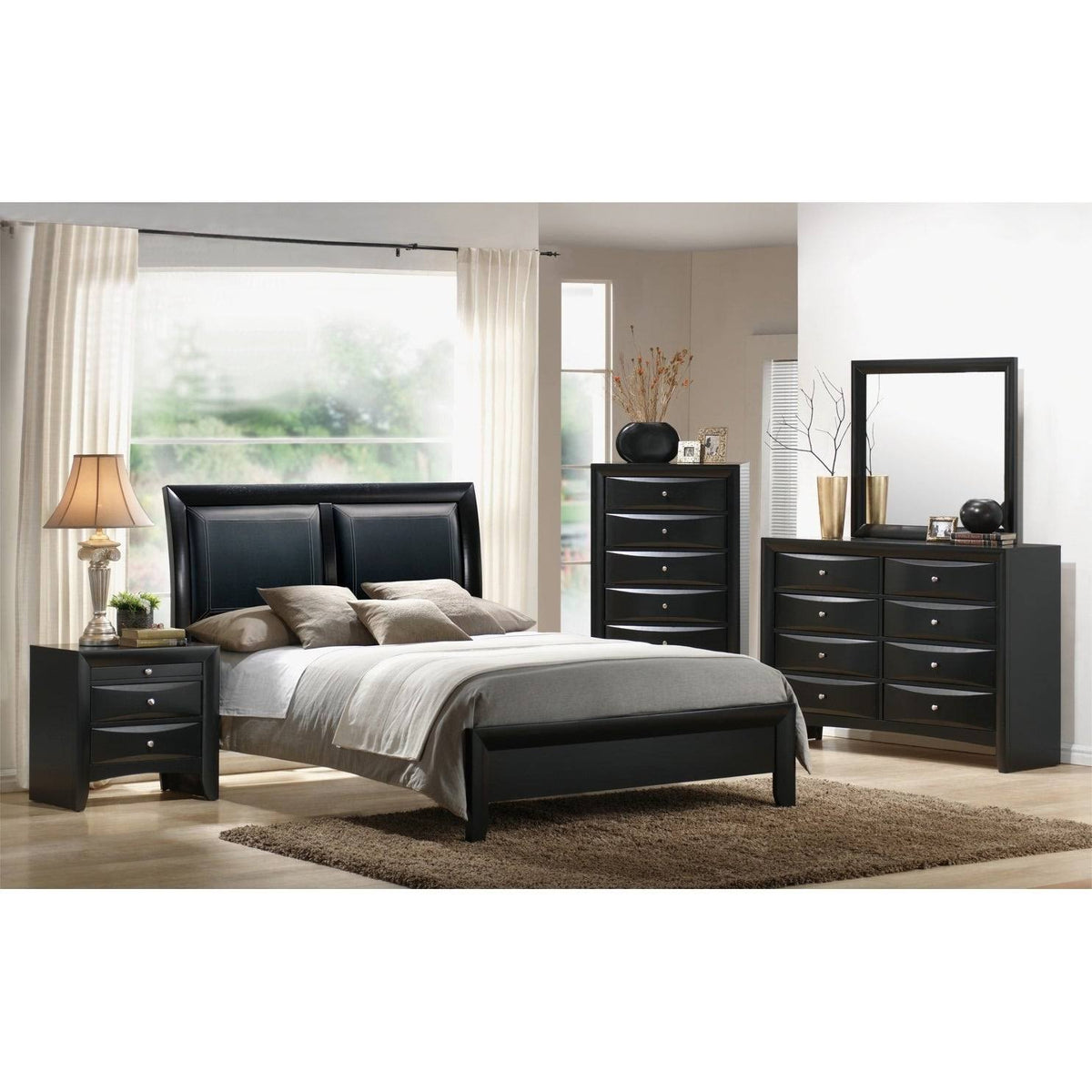 Black Wooden Eastern King Bed U726