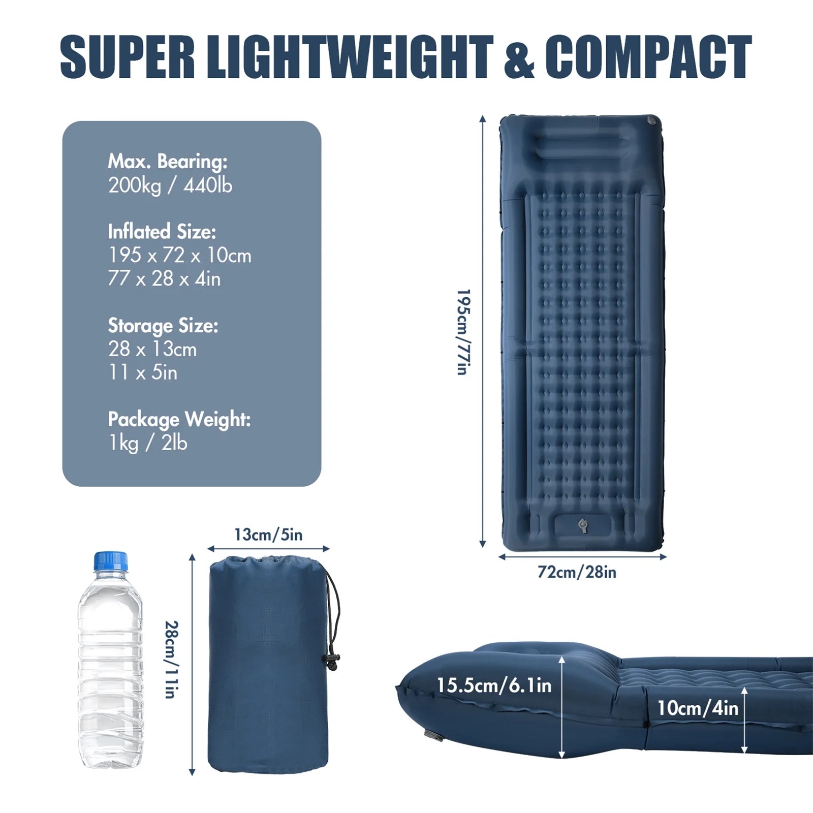 Inflatable Sleeping Pad 4 Inch Thick Air Mattress B312