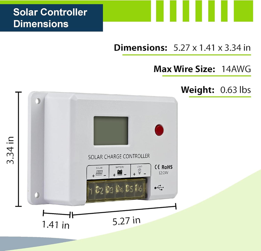 200W 12V Mono Rigid Solar Panel Kit with 20A PWM Charge Controller K4603