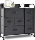 Black 7 Drawer Fabric Dresser with Wood Top P718014