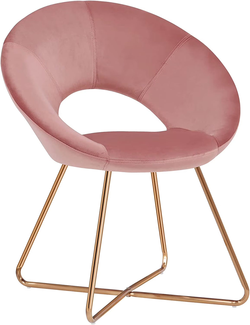 Pink Velvet Upholstered Arm Chair with Golden Metal Frame Legs J8913