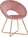 Pink Velvet Upholstered Arm Chair with Golden Metal Frame Legs J8913