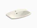 Biscuit Drop-In Bathroom Sink with Single Faucet Hole D8493