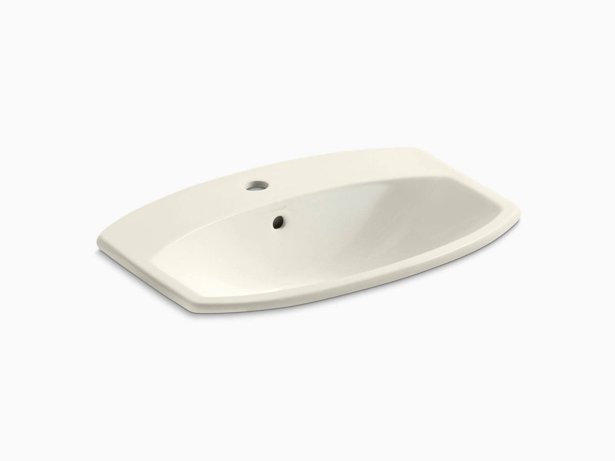 Biscuit Drop-In Bathroom Sink with Single Faucet Hole D8493