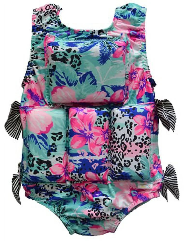 Pastel Paint Splatter Girl's Swimwear Flotation Life Vest Swimsuit H863429