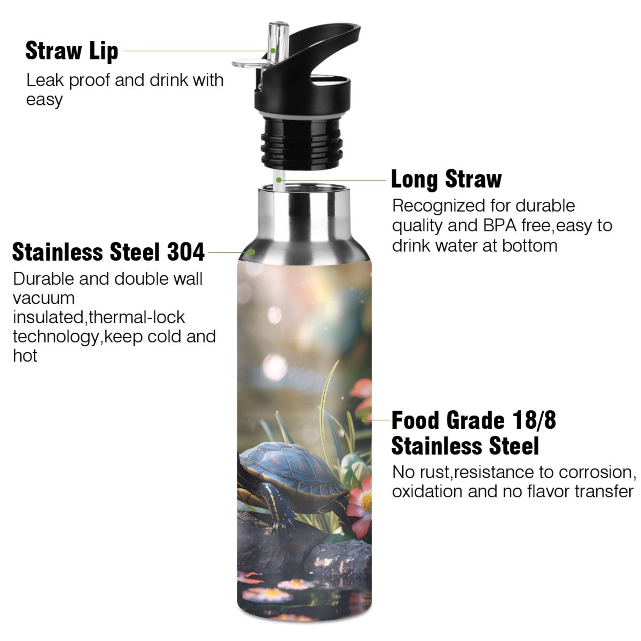 Insulated Stainless Steel Water Bottle with Straw Lid 20 oz M801119