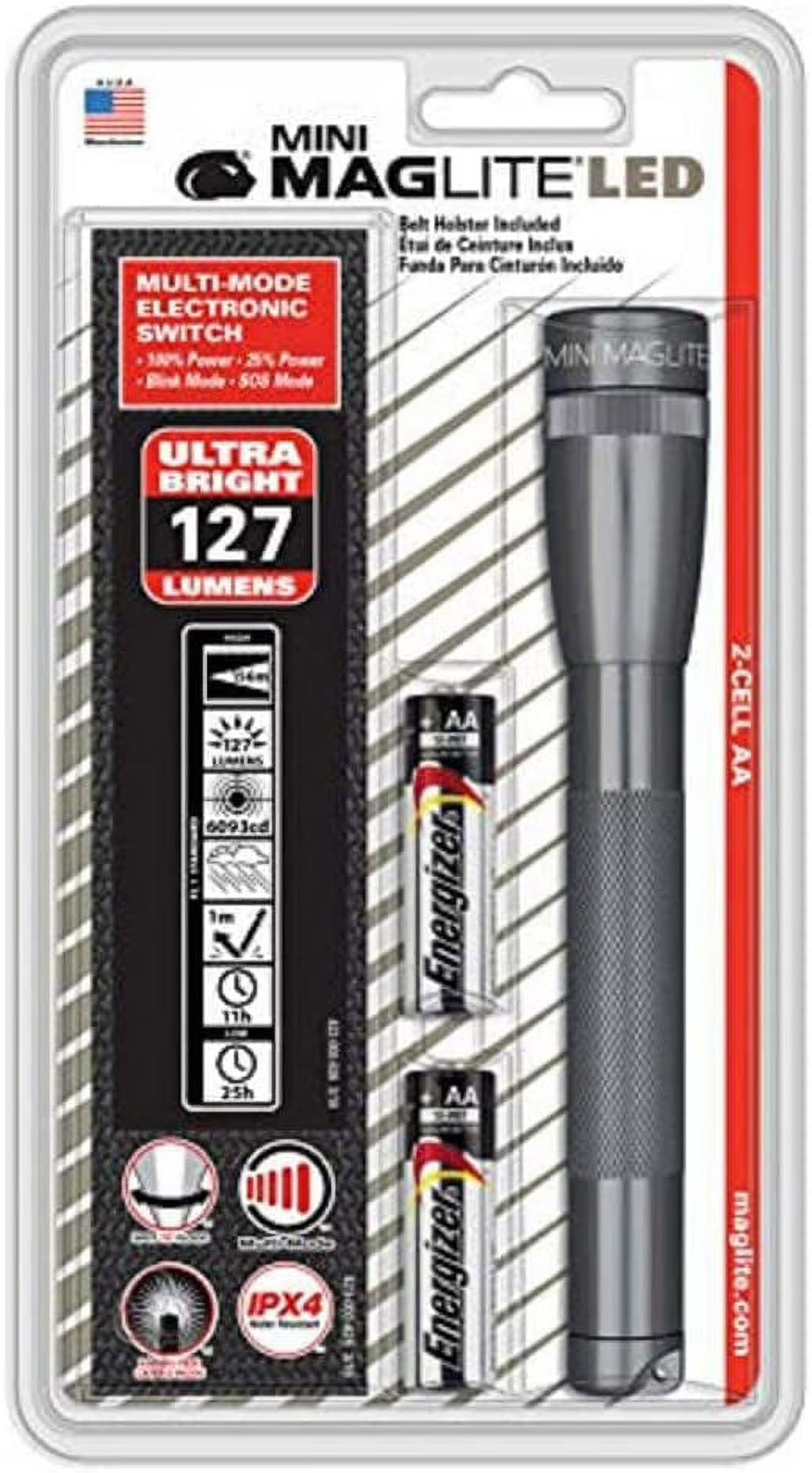 Mini LED 2-Cell AA Flashlight with Holster I136378