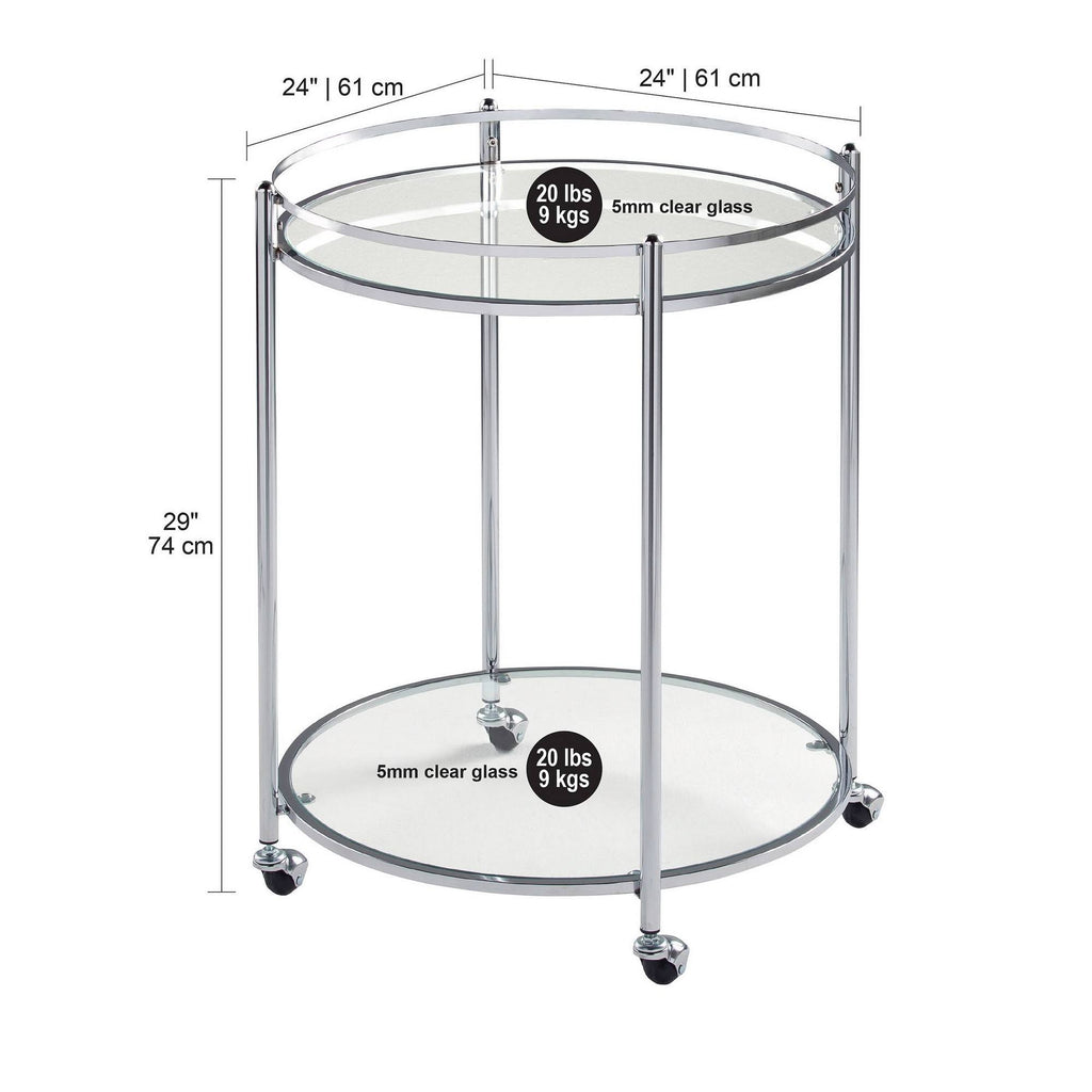 24x22 Round Cart Chrome Clear Glass B9383