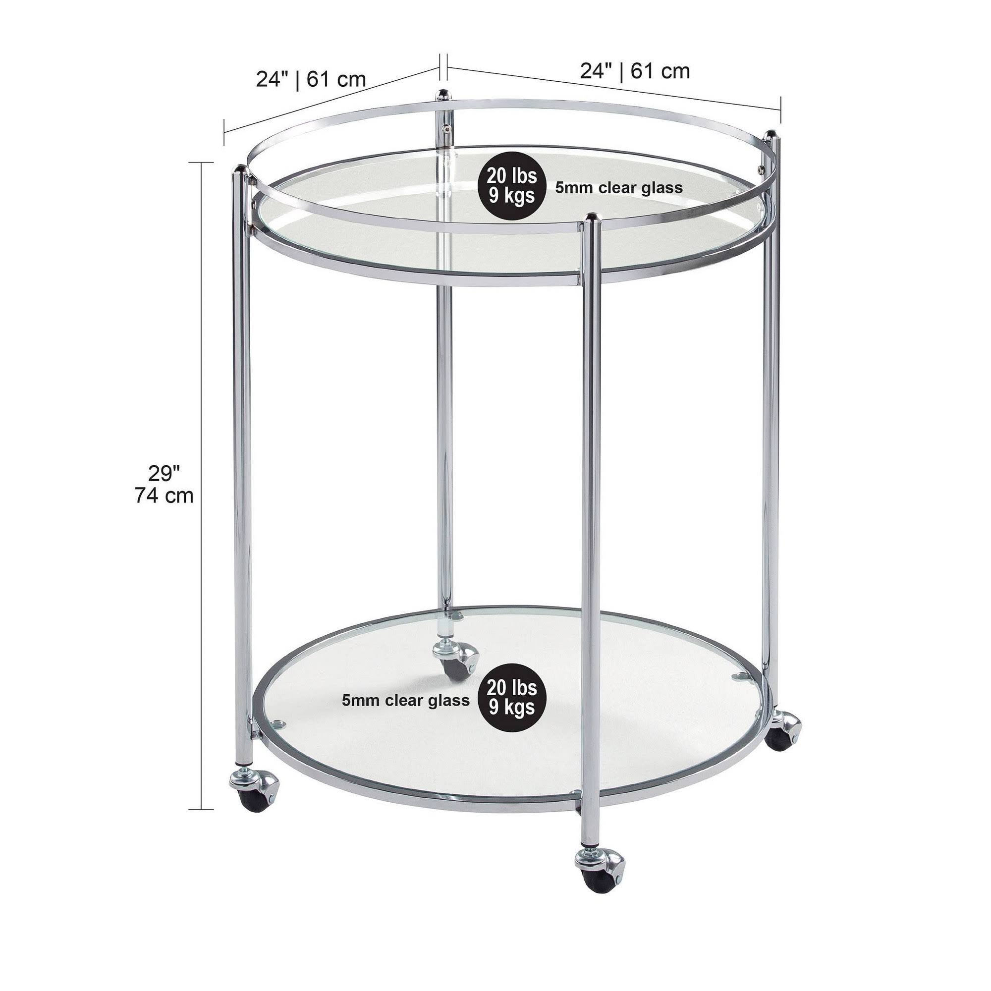24x22 Round Cart Chrome Clear Glass B9383