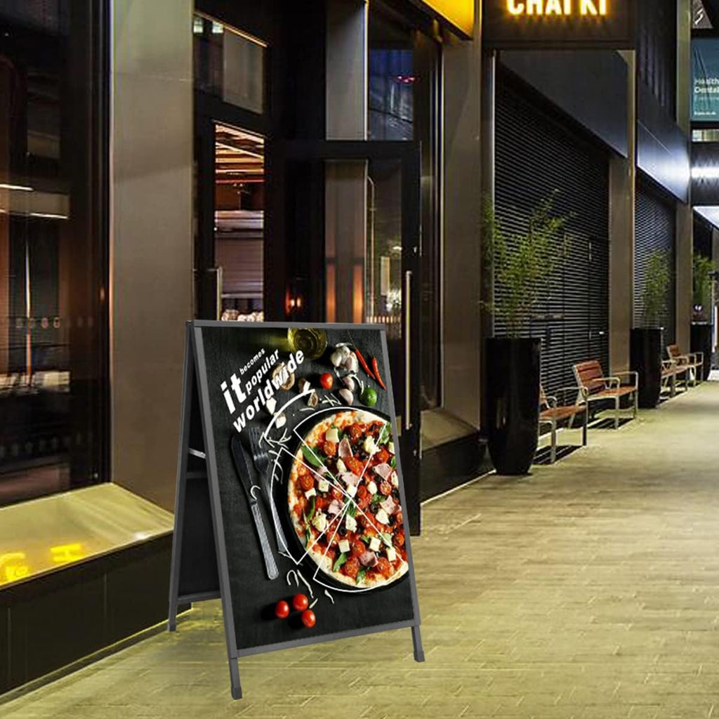Heavy Duty Double-Sided Folding A-Frame Sidewalk Sign 24x36 Inch Black Coated Steel Metal Frame Only Pack of 2 R7484