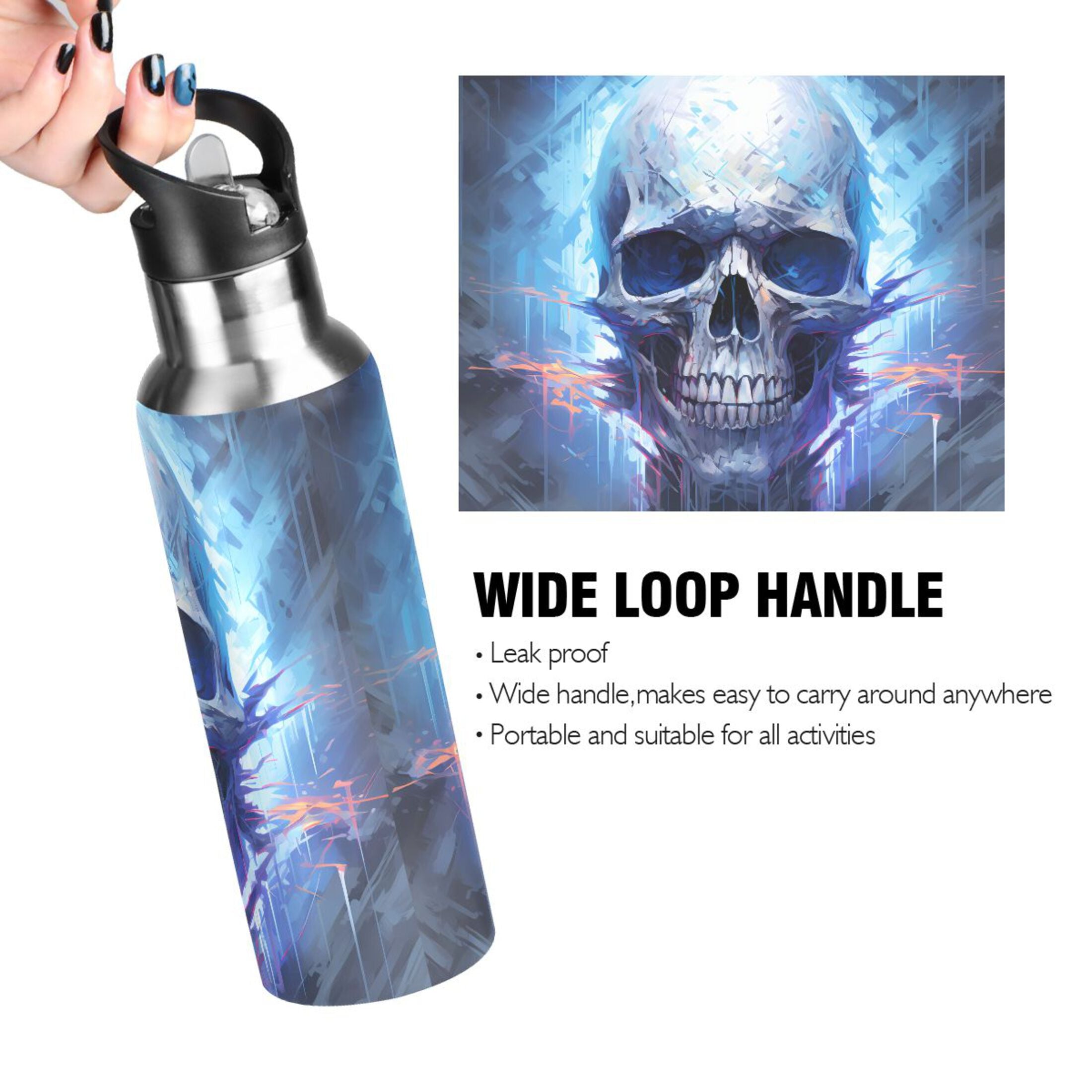 20 oz Insulated Stainless Steel Water Bottle with Straw Lid A973968