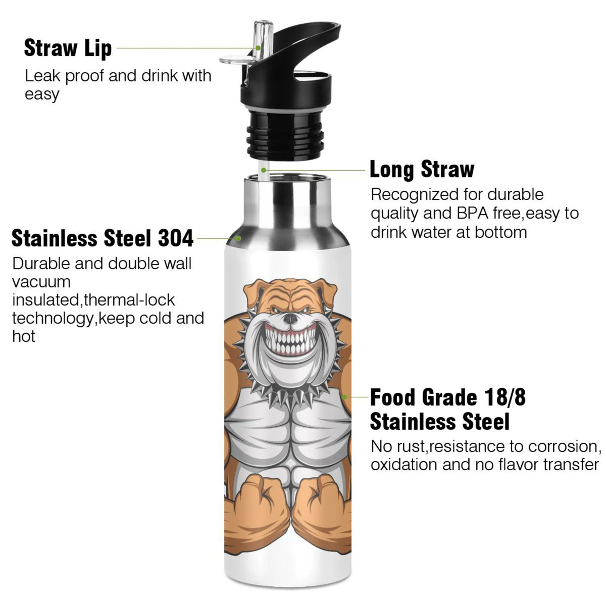 Stainless Steel Insulated Water Bottle with Straw Lid A30239