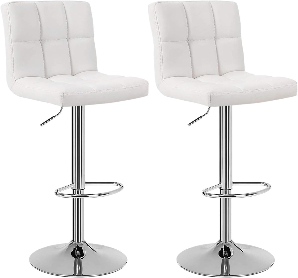 White Bar Stools Set of 2 with Arms Swivel Counter Height Adjustable Bar Stool with Back Z3722