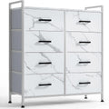 White 8 Drawer Wood Dresser with Metal Frame J452120