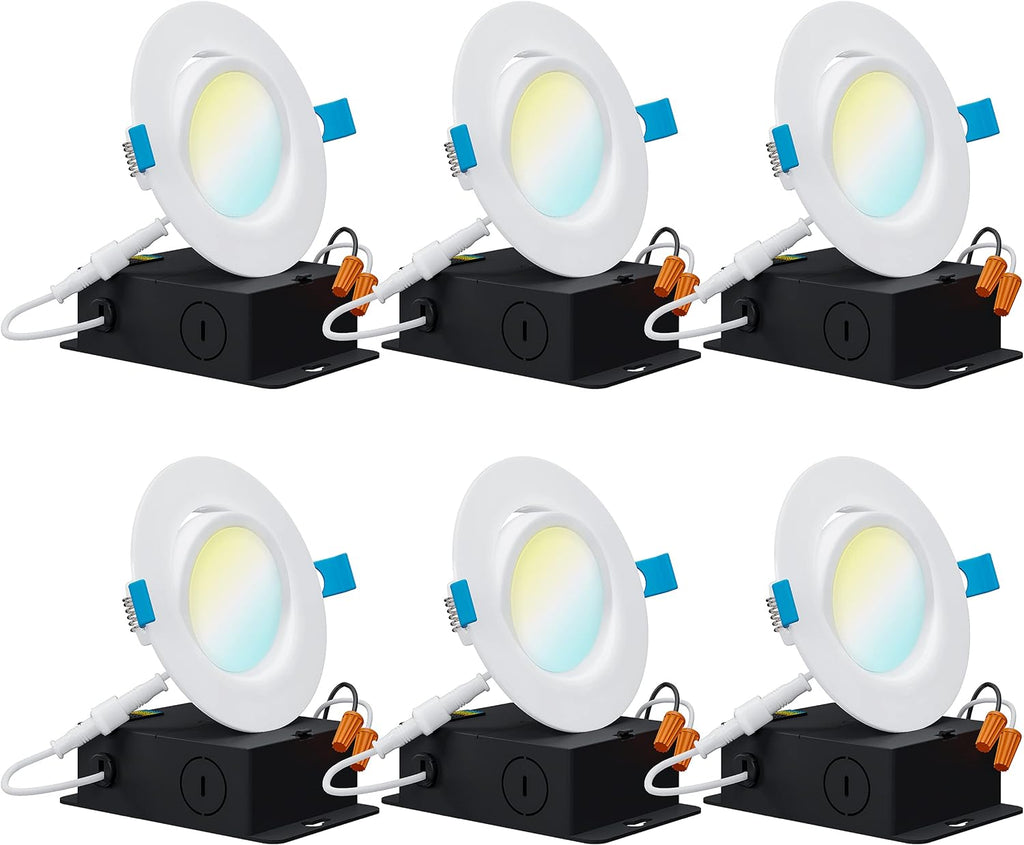 6 Pack 3 Inch Adjustable Color CCT Recessed LED Light N2878