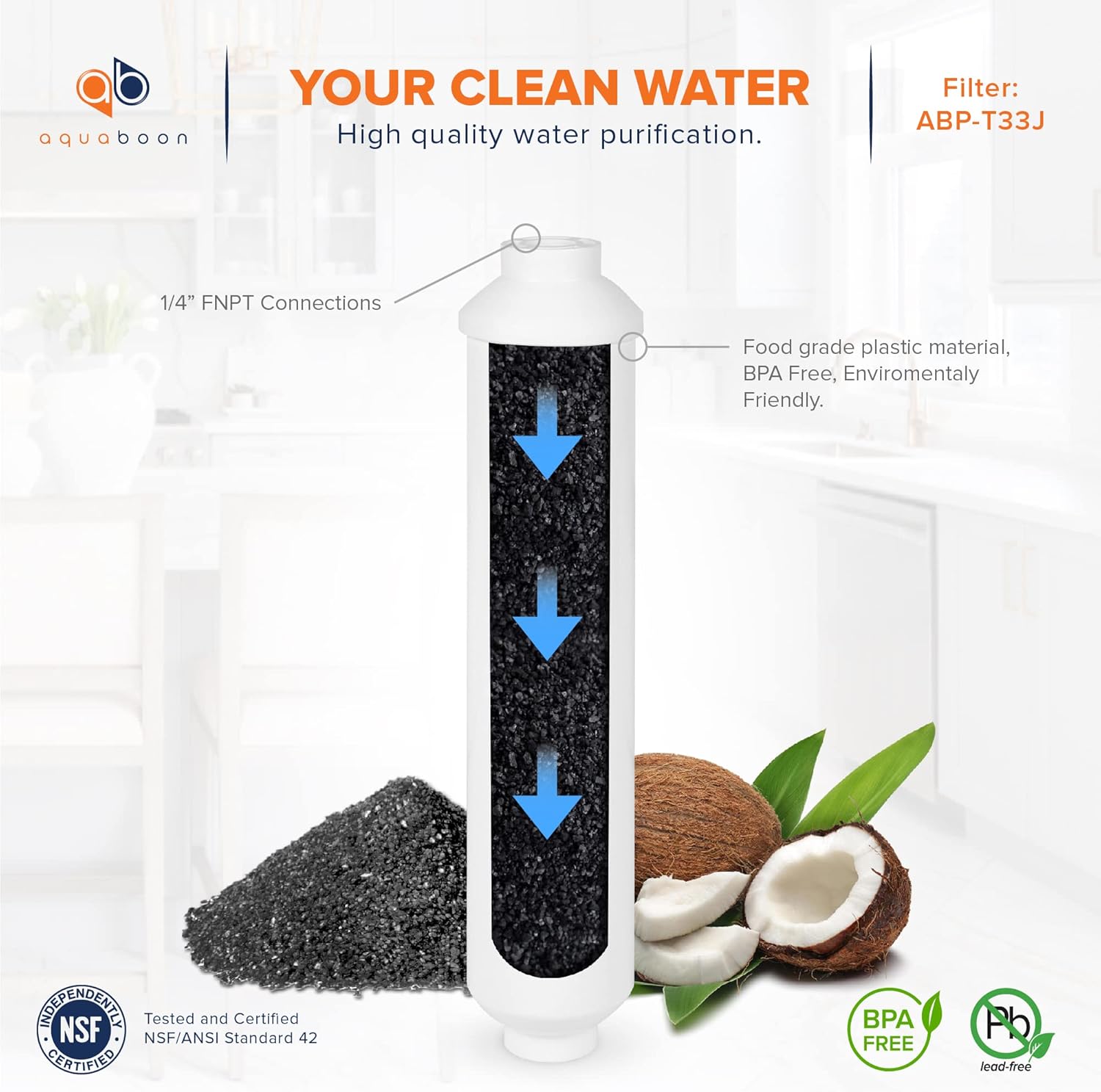 12-Pack Clear Coconut GAC Polishing Water Filter Cartridge for Reverse Osmosis System M11266