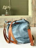 Large Blue Leather Bag V607