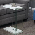 White Floor Shelf End Table with Storage L316