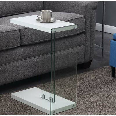White Floor Shelf End Table with Storage L316