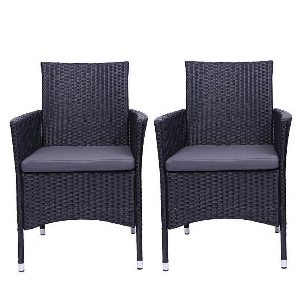 Black Rattan Single Backrest Chairs Outdoor Patio Furniture B921788